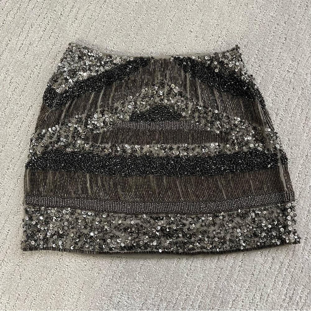 Zara Silver Sequin Mini Skirt Size XS